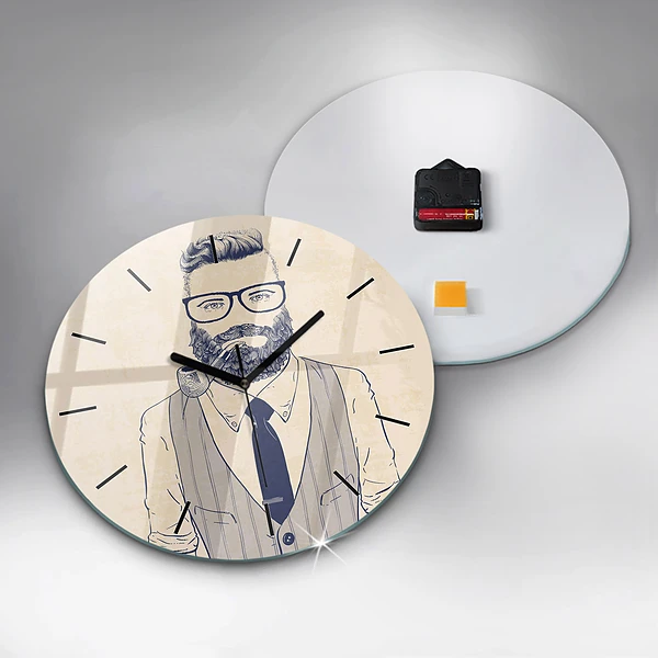Wanduhr rund Mann mit Bart