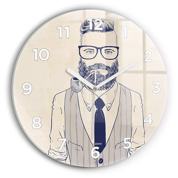 Wanduhr rund Mann mit Bart