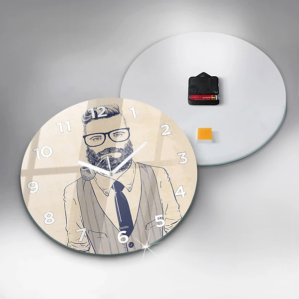 Wanduhr rund Mann mit Bart