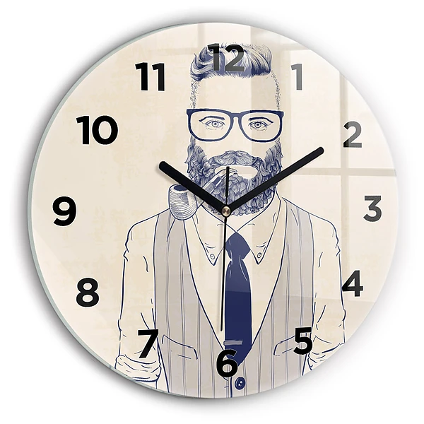 Wanduhr rund Mann mit Bart