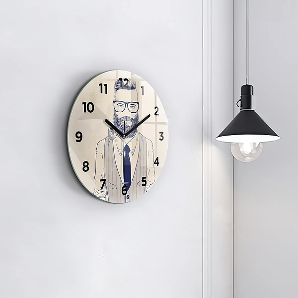 Wanduhr rund Mann mit Bart
