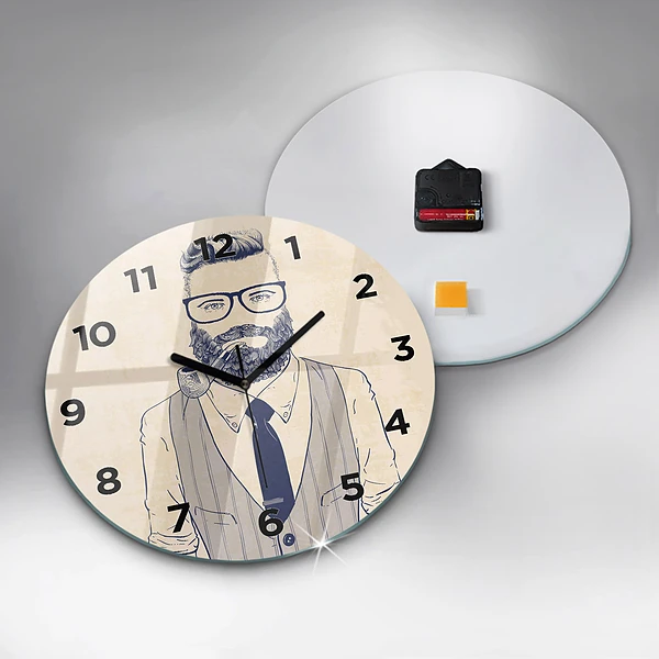 Wanduhr rund Mann mit Bart