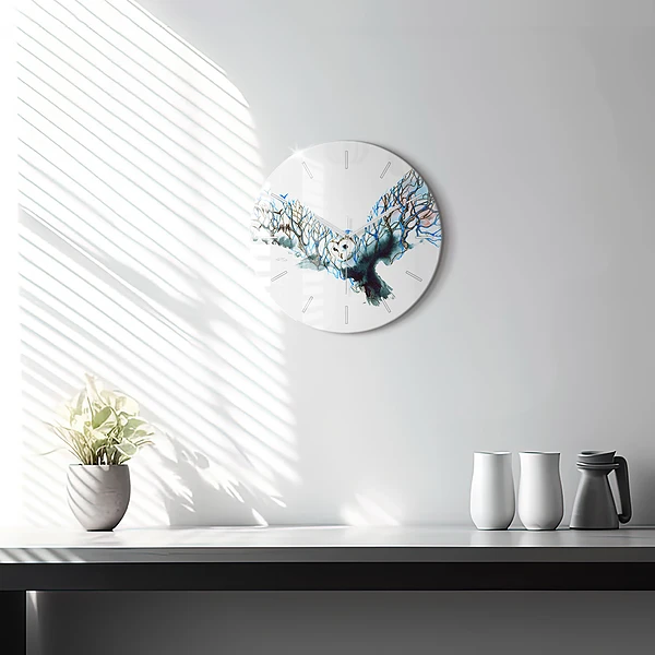 Wanduhr rund mit motiv Freiheit und die Natur der Vögel