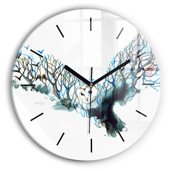 Wanduhr rund mit motiv Freiheit und die Natur der Vögel