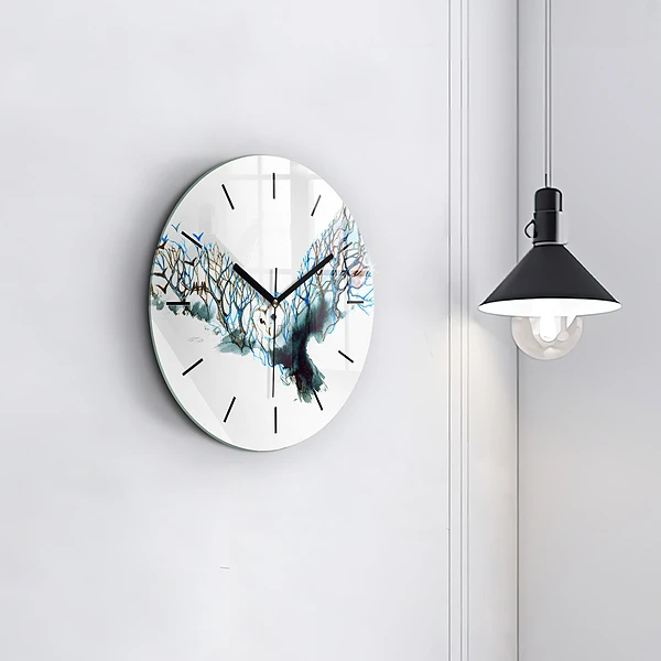 Wanduhr rund mit motiv Freiheit und die Natur der Vögel