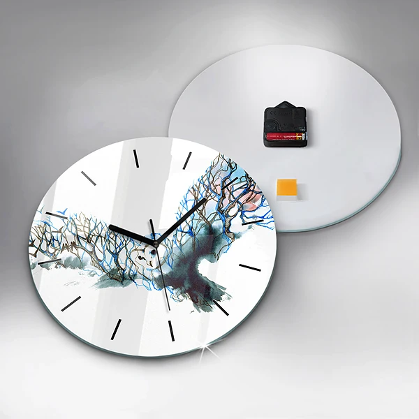 Wanduhr rund mit motiv Freiheit und die Natur der Vögel