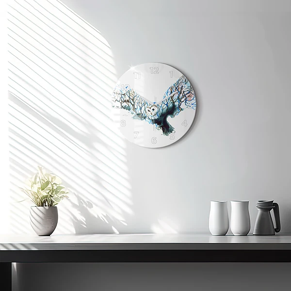 Wanduhr rund mit motiv Freiheit und die Natur der Vögel