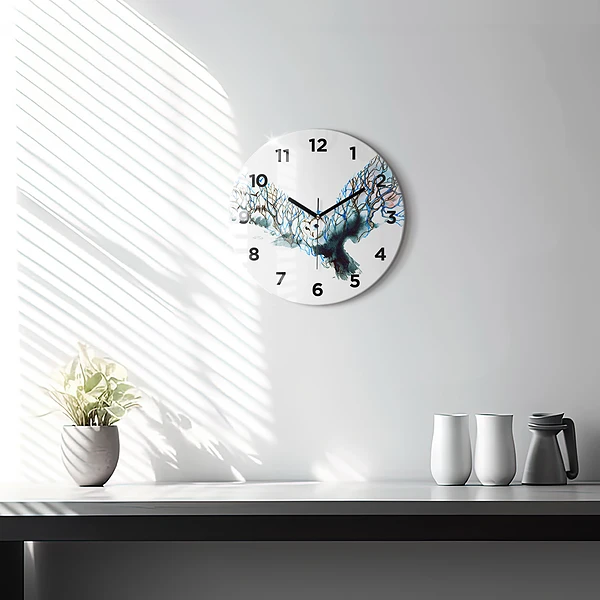 Wanduhr rund mit motiv Freiheit und die Natur der Vögel