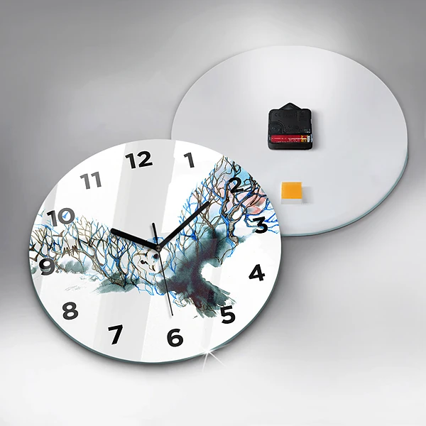 Wanduhr rund mit motiv Freiheit und die Natur der Vögel