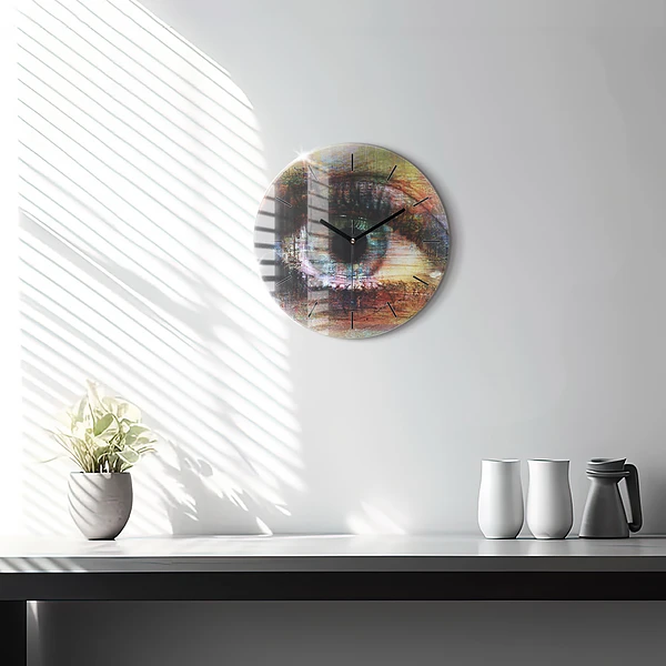 Wanduhr rund mit motiv Straßenkunst Auge