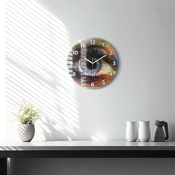 Wanduhr rund mit motiv Straßenkunst Auge