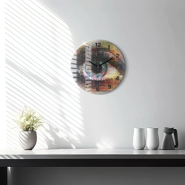 Wanduhr rund mit motiv Straßenkunst Auge