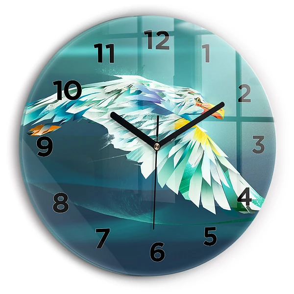 Wanduhr rund Bild eines fliegenden Adlers