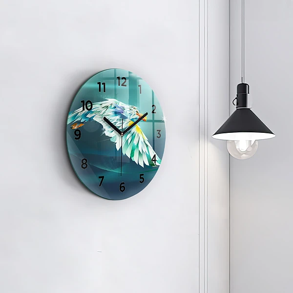 Wanduhr rund Bild eines fliegenden Adlers