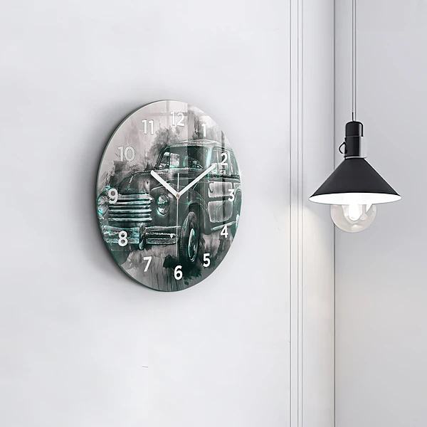 Wanduhr rund Oldschool Auto