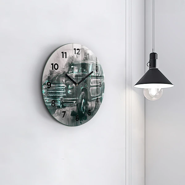 Wanduhr rund Oldschool Auto