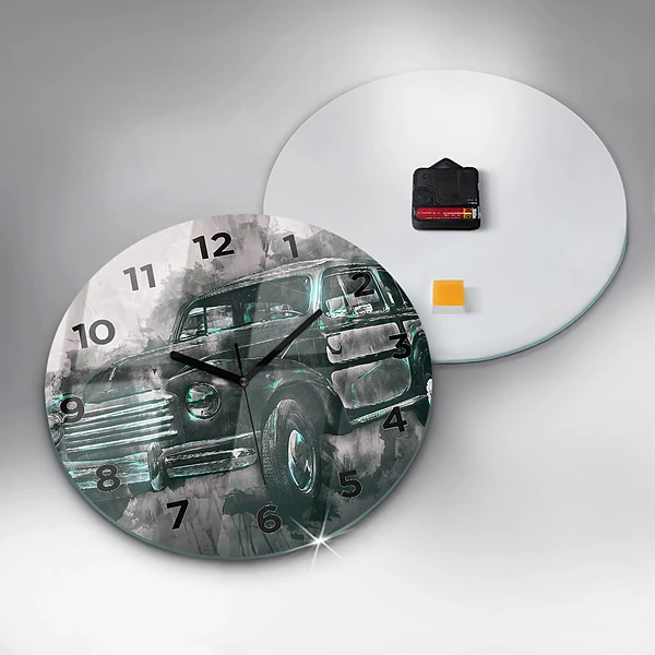 Wanduhr rund Oldschool Auto