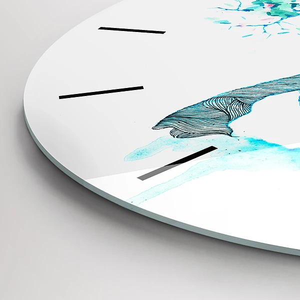 Wanduhr rund mit motiv Illustration eines Rehs