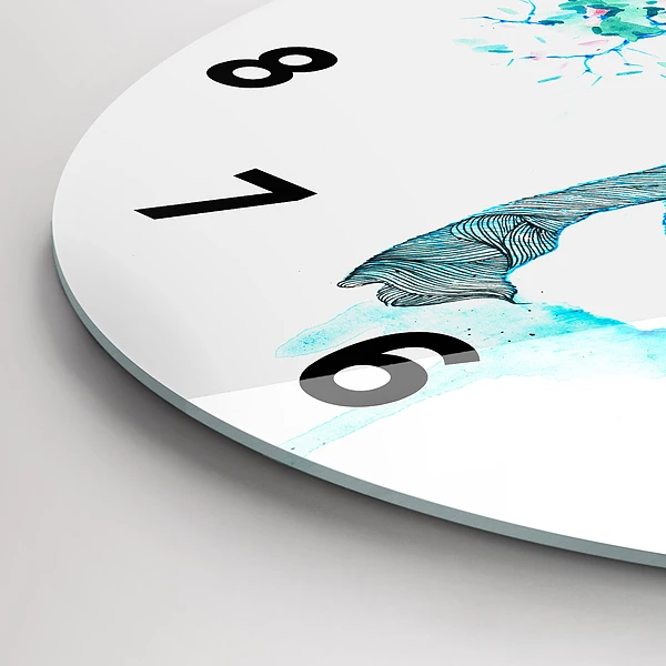 Wanduhr rund mit motiv Illustration eines Rehs