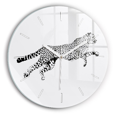 Wanduhr glas rund Silhouette eines Panthers