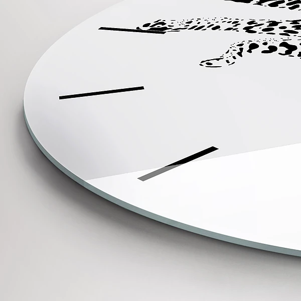 Wanduhr glas rund Silhouette eines Panthers