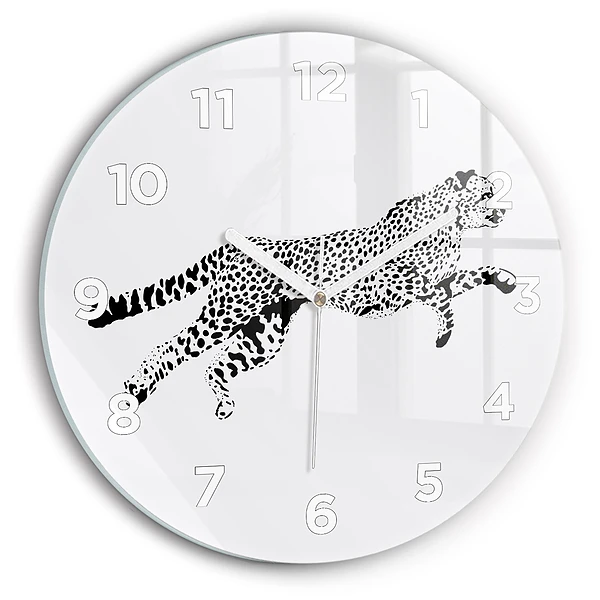 Wanduhr glas rund Silhouette eines Panthers