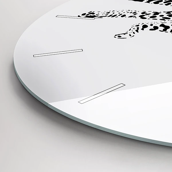 Wanduhr glas rund Silhouette eines Panthers