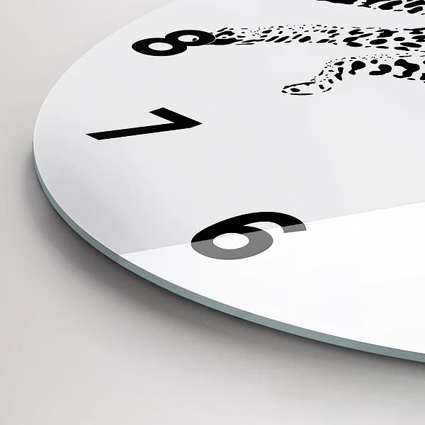 Wanduhr glas rund Silhouette eines Panthers