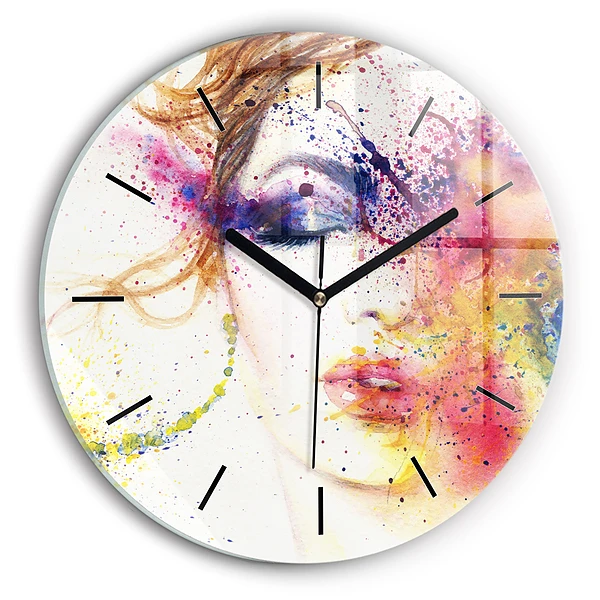 Wanduhr rund mit motiv Porträt einer geheimnisvollen Frau
