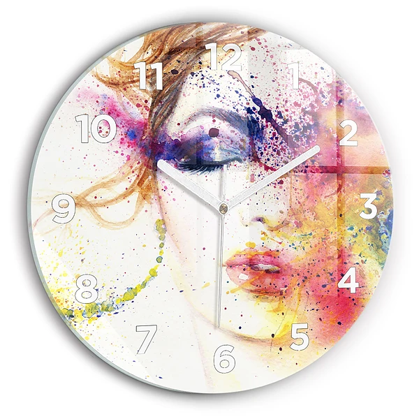 Wanduhr rund mit motiv Porträt einer geheimnisvollen Frau