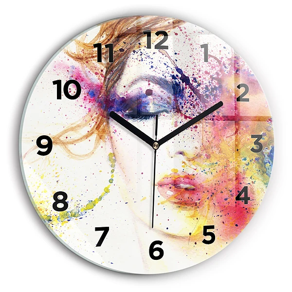 Wanduhr rund mit motiv Porträt einer geheimnisvollen Frau
