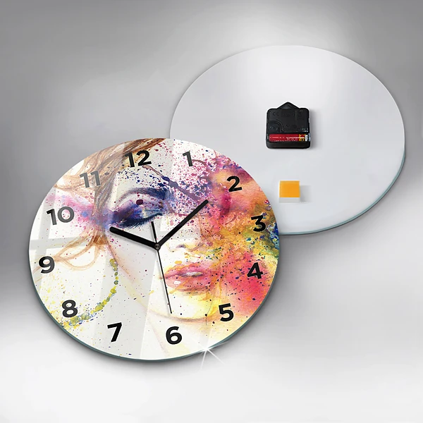 Wanduhr rund mit motiv Porträt einer geheimnisvollen Frau