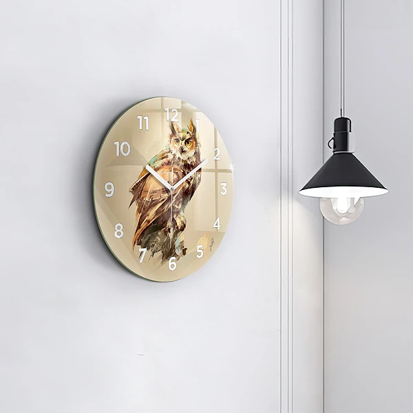 Wanduhr glas rund Eule - ein Zeichen der Weisheit