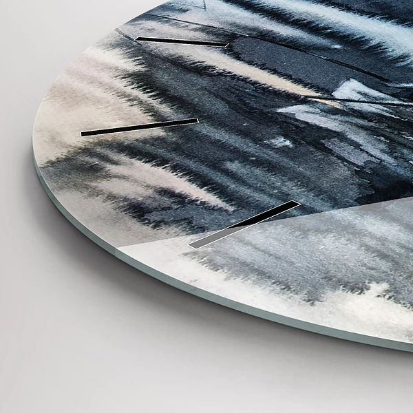 Wanduhr glas rund Winter See Boot