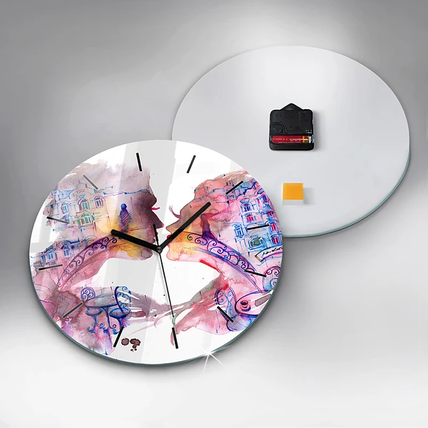 Wanduhr rund Zwei Körper eine Seele
