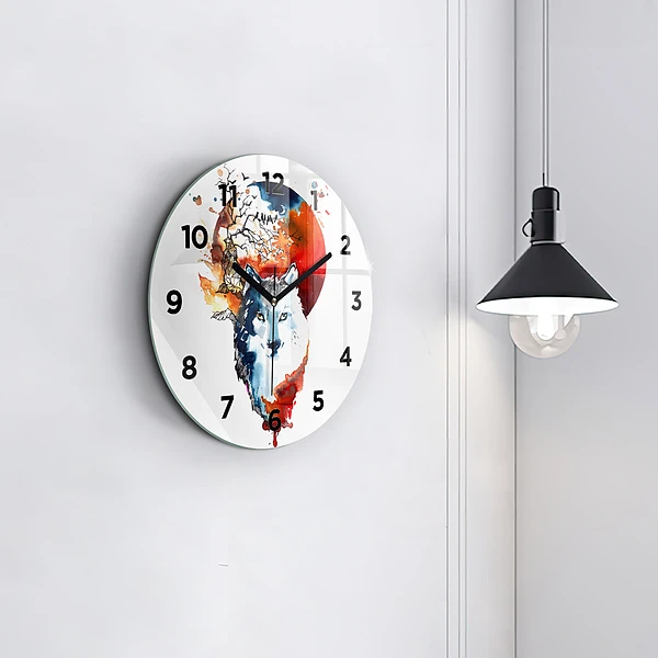 Wanduhr rund Werwolf Vollmond und Luna