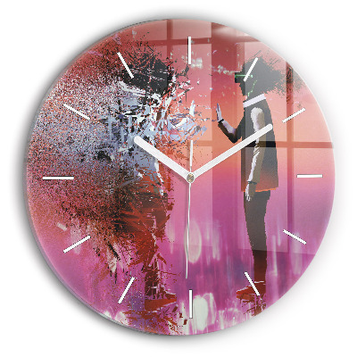 Wanduhr glas rund Cyberspace