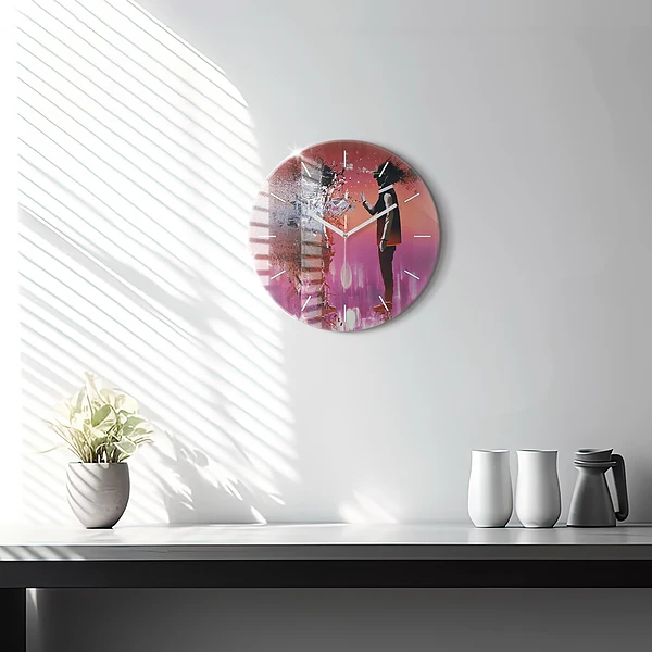 Wanduhr glas rund Cyberspace