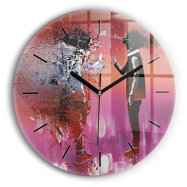 Wanduhr glas rund Cyberspace