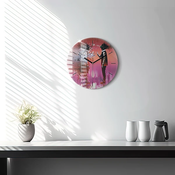 Wanduhr glas rund Cyberspace
