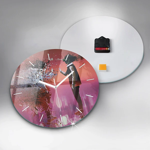 Wanduhr glas rund Cyberspace