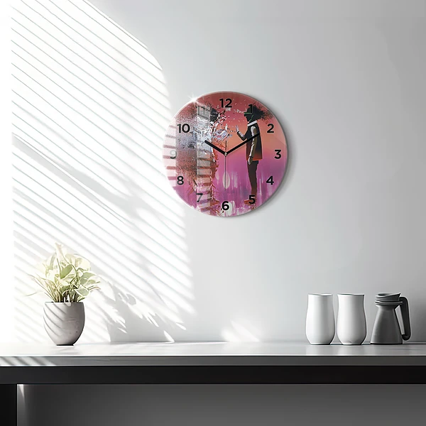 Wanduhr glas rund Cyberspace