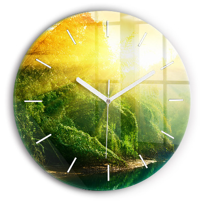 Wanduhr glas rund Friedliche Natur