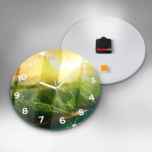 Wanduhr glas rund Friedliche Natur