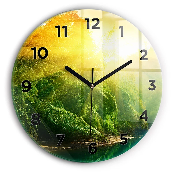 Wanduhr glas rund Friedliche Natur