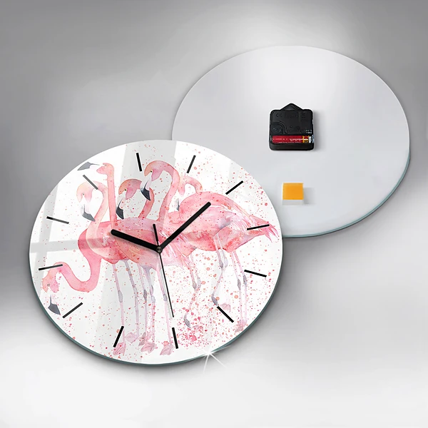Wanduhr rund mit motiv Flamingo-Cluster