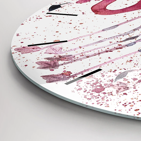 Wanduhr rund mit motiv Flamingo-Cluster