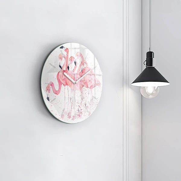 Wanduhr rund mit motiv Flamingo-Cluster