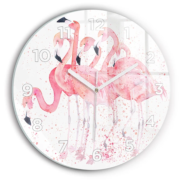Wanduhr rund mit motiv Flamingo-Cluster