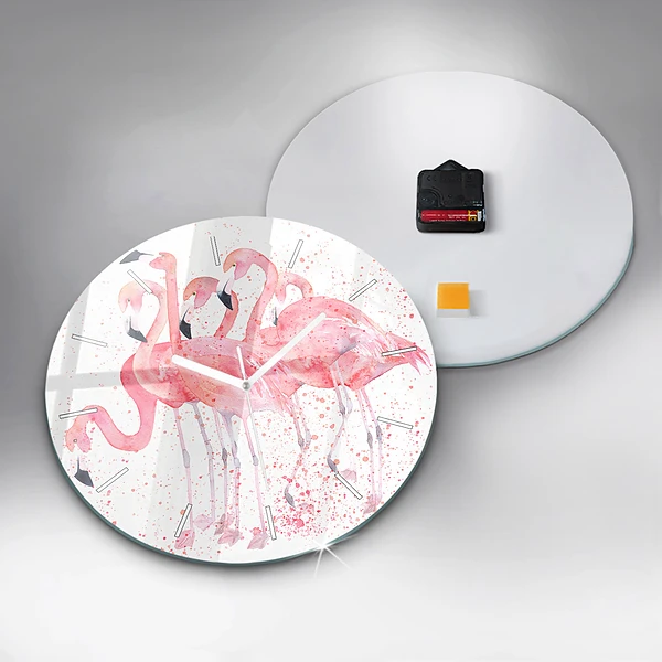 Wanduhr rund mit motiv Flamingo-Cluster